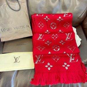 Louis Vuitton LV Scarf logomania shine wool silk